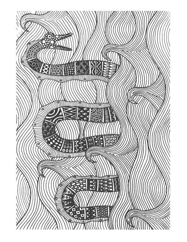 Sea Monster Coloring Sheet for Teens/Adults
