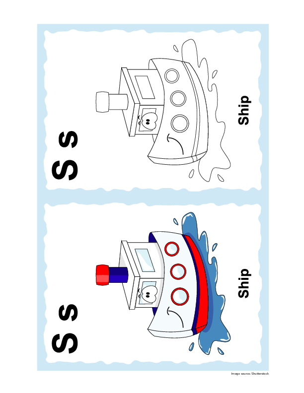 S is for Ship Coloring Sheet