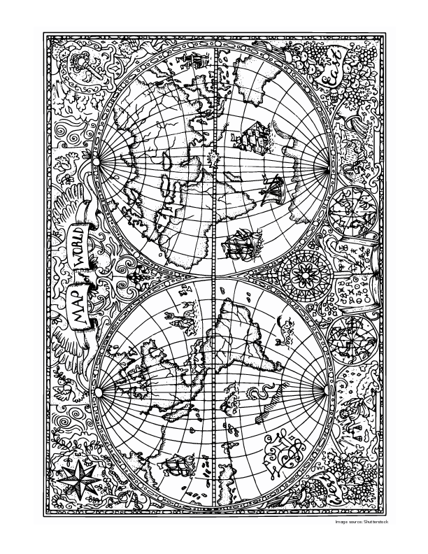 Map of World Coloring Sheet