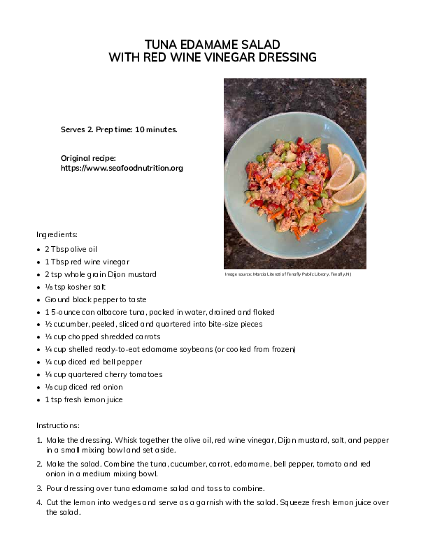Tuna Edamame Salad with Red Wine Vinegar Dressing